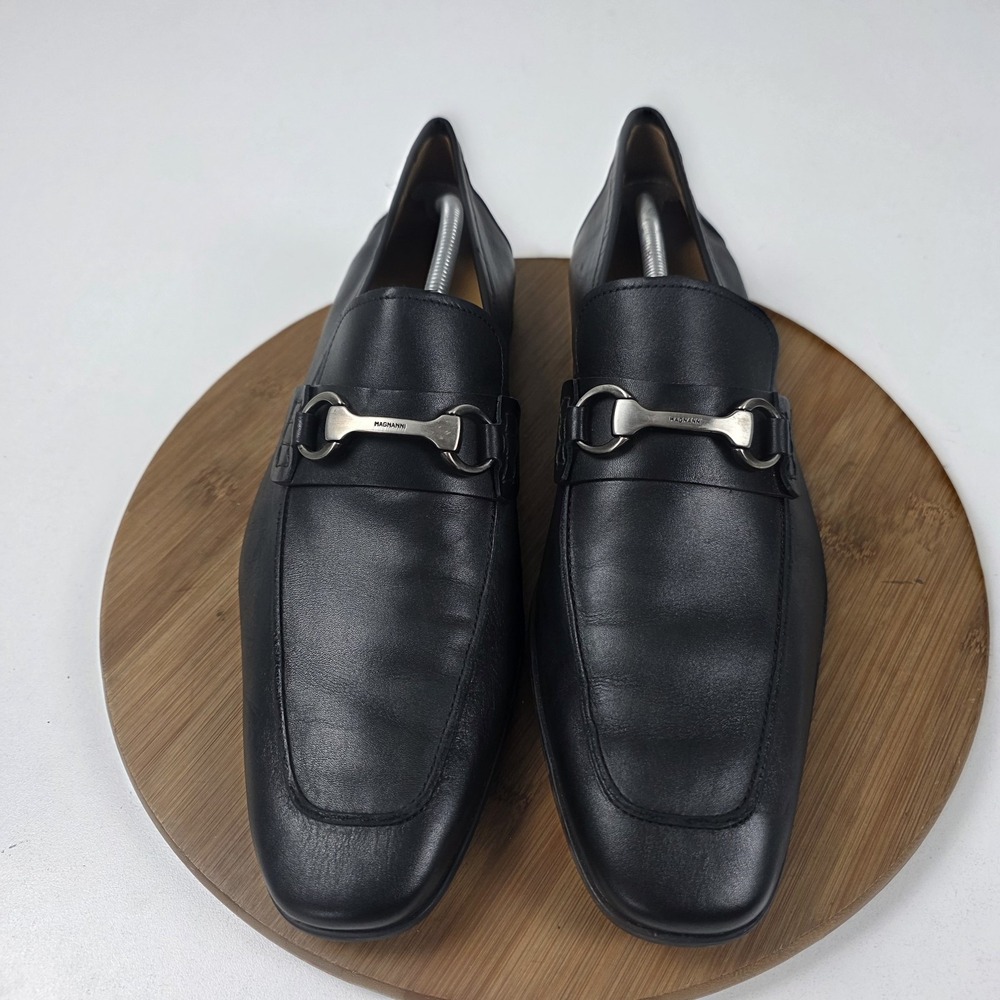 Magnanni Horsebit Loafers Shoes Mens Size 12 Black Leather Slip On Dress